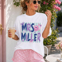 Personalized Teacher Name Shirt, Custom Mrs Classroom Tee, Cute Pencil Apple Educator Top, Back to School Outfit, Gift for Teacher