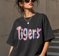 Retro Custom Mascot Shirt, Pastel School Spirit Sweatshirt, Cute Tigers Graphic Crewneck, Girls Game Day Outfit, Gift for Tigers Fan