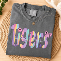 Retro Custom Mascot Shirt, Pastel School Spirit Sweatshirt, Cute Tigers Graphic Crewneck, Girls Game Day Outfit, Gift for Tigers Fan