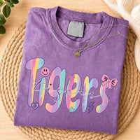 Retro Custom Mascot Shirt, Pastel School Spirit Sweatshirt, Cute Tigers Graphic Crewneck, Girls Game Day Outfit, Gift for Tigers Fan