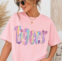 Retro Custom Mascot Shirt, Pastel School Spirit Sweatshirt, Cute Tigers Graphic Crewneck, Girls Game Day Outfit, Gift for Tigers Fan