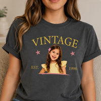 Personalized Vintage Photo Shirt, Custom Est Year Family Tee, Retro Picture T-Shirt, Birthday Photo Keepsake, Gift for Mom or Grandma