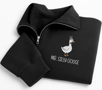 Mr and Mrs Silly Goose Embroidered Quarter Zip Sweatshirt, Matching Couple Goose Pullover, Wedding Weekend Pullover, Funny Wedding Gift