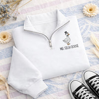 Mr and Mrs Silly Goose Embroidered Quarter Zip Sweatshirt, Matching Couple Goose Pullover, Wedding Weekend Pullover, Funny Wedding Gift