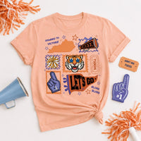 Custom School Spirit Mascot Shirt, Personalized Team Colors Tee, Retro Cheer Collage T-Shirt, Game Day Fan Outfit, Gift for Team Mom