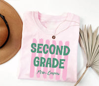Personalized Grade Level Teacher Shirt, Custom Teacher Name Tee, Preschool to Fifth Grade Outfit, School Staff Top, Back to School Gift