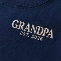Grandpa Est 2026 Embroidered Shirt, New Grandpa Sweatshirt, Custom Est Year Hoodie, Grandfather Crewneck, Pregnancy Announcement Gift