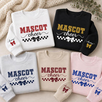 Personalized Mascot Cheer Sweatshirt, Custom Cheerleader Name Hoodie, Varsity School Spirit Shirt, Game Day, Sports Mom Gift, Front Sleeve