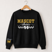Personalized Mascot Cheer Sweatshirt, Custom Cheerleader Name Hoodie, Varsity School Spirit Shirt, Game Day, Sports Mom Gift, Front Sleeve