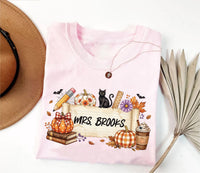 Personalized Fall Teacher Shirt, Custom Teacher Name Tee, Halloween Classroom Graphic, Back to School Outfit, Educator Appreciation Gift