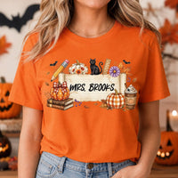 Personalized Fall Teacher Shirt, Custom Teacher Name Tee, Halloween Classroom Graphic, Back to School Outfit, Educator Appreciation Gift