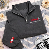 Personalized Dental Assistant Embroidered Quarter Zip Sweatshirt, Custom Name Top, Scrub Layering Top, Staff Uniform, Custom Team Gift