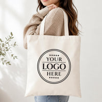 Custom Logo Canvas Tote Bag, Personalized Cotton Tote Bag, Business Promotional Bag, Corporate Event Giveaway, Branded Party Favor