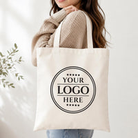Custom Logo Canvas Tote Bag, Personalized Cotton Tote Bag, Business Promotional Bag, Corporate Event Giveaway, Branded Party Favor
