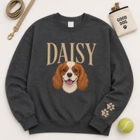 Custom Pet Portrait Embroidered Sweatshirt, Personalized Pet Name Shirt, Custom Face Crewneck, Dog Lover Hoodie, Dog Mom Gift for Women