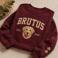 Custom Dog Embroidered Sweatshirt, Personalized Pet Portrait Hoodie, Custom Name and Year Shirt, Dog Lover Sweatshirt, Fur Mama Gift