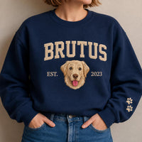 Custom Dog Embroidered Sweatshirt, Personalized Pet Portrait Hoodie, Custom Name and Year Shirt, Dog Lover Sweatshirt, Fur Mama Gift