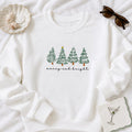 Merry and Bright Embroidered Sweatshirt, Christmas Tree Hoodie, Whimsical Festive Shirt, Holiday Sweatshirt, Christmas Gift for Her