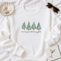 Merry and Bright Embroidered Sweatshirt, Christmas Tree Hoodie, Whimsical Festive Shirt, Holiday Sweatshirt, Christmas Gift for Her