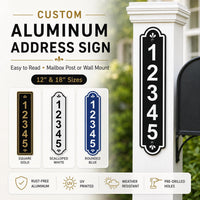 Custom Address Metal Sign, Personalized House Number Aluminum Sign, Easy Read Mailbox Post Plaque, Welcome Metal Plaque, Housewarming Gift