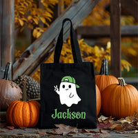 Personalized Halloween Tote Bag, Kids Trick or Treat Bag, Custom Name Canvas Tote, Halloween Candy Bag, Spooky Season Gift for Kids