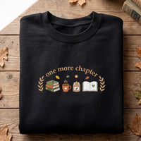 One More Chapter Embroidered Shirt, Bookish Hoodie, Cozy Autumn Reading Sweatshirt, Autumn Reader Crewneck, Book Lover Gift for Women