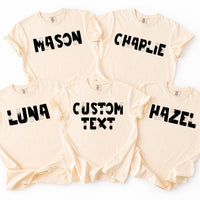 Personalized Halloween Family Shirts, Custom Name Matching Tees, Spooky Bone Lettering Tops, Family Costume Outfit, Halloween Gift