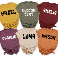 Personalized Halloween Family Shirts, Custom Name Matching Tees, Spooky Bone Lettering Tops, Family Costume Outfit, Halloween Gift