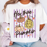 Hey There Pumpkin Shirt for Women, Retro Fall Graphic Tee, Cute Halloween Party Tee, Autumn Thanksgiving Outfit, Halloween Gift for Her