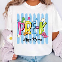 Personalized Grade Teacher Shirt, Custom Teacher Name Tee, Pre-K to Third Grade Top, Cute Dinosaur Classroom Outfit, Back to School Gift