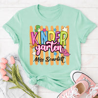 Personalized Grade Teacher Shirt, Custom Teacher Name Tee, Pre-K to Third Grade Top, Cute Dinosaur Classroom Outfit, Back to School Gift