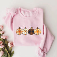Cozy Plaid Pumpkin Shirt for Women, Cute Autumn Graphic Tee, Halloween Party T-Shirt, Family Thanksgiving Outfit, Halloween Gift for Her