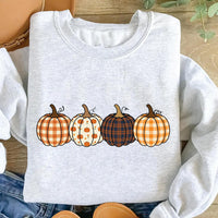 Cozy Plaid Pumpkin Shirt for Women, Cute Autumn Graphic Tee, Halloween Party T-Shirt, Family Thanksgiving Outfit, Halloween Gift for Her