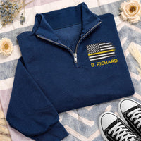 Personalized 911 Dispatcher Embroidered Quarter Zip Sweatshirt, Custom Responder Top, Thin Gold Line Uniform, 911 Crew, Employee Gift