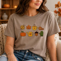 Fall Icons Embroidered Shirt, Cozy Autumn Sweatshirt, Pumpkin Coffee Knitting Hoodie, Holiday T-Shirt, Cozy Fall Gift for Women