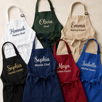 Custom Chef Embroidered Apron, Personalized Name and Title Cooking Apron, Full-Length Kitchen Apron, Custom Chef Apron, Culinary Gift