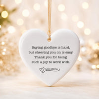 Personalized Farewell Ceramic Ornament, Custom Coworker Keepsake Ornament, Goodbye Quote Decor, New Job Gift, Coworker Farewell Gift
