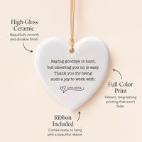 Personalized Farewell Ceramic Ornament, Custom Coworker Keepsake Ornament, Goodbye Quote Decor, New Job Gift, Coworker Farewell Gift