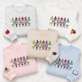 Personalized Teacher Embroidered Sweatshirt, Custom Name Hoodie, Crayon Character Shirt, Teacher Crewneck, Back to School Gift for Women
