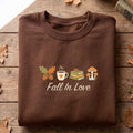 Fall In Love Embroidered Sweatshirt, Autumn Bookish Hoodie, Coffee and Mushroom Shirt, Cozy Reading Crewneck, Book Lover Fall Gift