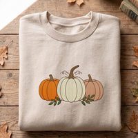 Fall Pumpkin Embroidered Sweatshirt, Autumn Pumpkin Hoodie, Neutral Harvest Shirt, Holiday Sweatshirt, Thanksgiving Fall Gift for Her