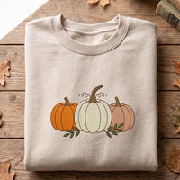Fall Pumpkin Embroidered Sweatshirt, Autumn Pumpkin Hoodie, Neutral Harvest Shirt, Holiday Sweatshirt, Thanksgiving Fall Gift for Her