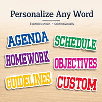 Custom Classroom Word Magnet, Personalized Whiteboard Label, Teacher Schedule Magnet, Colorful Agenda Sign, Back to School Teacher Gift