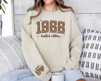 Personalized 1966 Limited Edition Sweatshirt, Custom Chapter 60 Hoodie, Leopard Print Birthday Pullover, 60th Birthday Gift, Front Sleeve