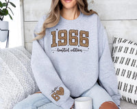 Personalized 1966 Limited Edition Sweatshirt, Custom Chapter 60 Hoodie, Leopard Print Birthday Pullover, 60th Birthday Gift, Front Sleeve