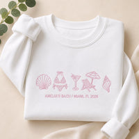 Custom Bachelorette Embroidered Sweatshirt, Personalized Beach Trip Hoodie, Miami Bach Party Shirt, Bride Crewneck, Bridesmaid Gift