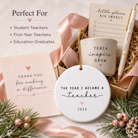 Custom New Teacher Ceramic Ornament, First Year Teaching Keepsake, The Year I Became a Teacher, Holiday Keepsake Ornament, Christmas Gift