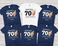 Personalized 70th Birthday Shirt, Custom Photo Birthday Tee, Matching Family Party Crew Shirts, Milestone Celebration Outfit, Gift for Dad