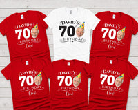 Personalized 70th Birthday Shirt, Custom Photo Birthday Tee, Matching Family Party Crew Shirts, Milestone Celebration Outfit, Gift for Dad