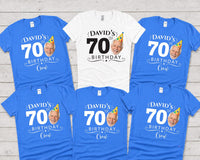 Personalized 70th Birthday Shirt, Custom Photo Birthday Tee, Matching Family Party Crew Shirts, Milestone Celebration Outfit, Gift for Dad
